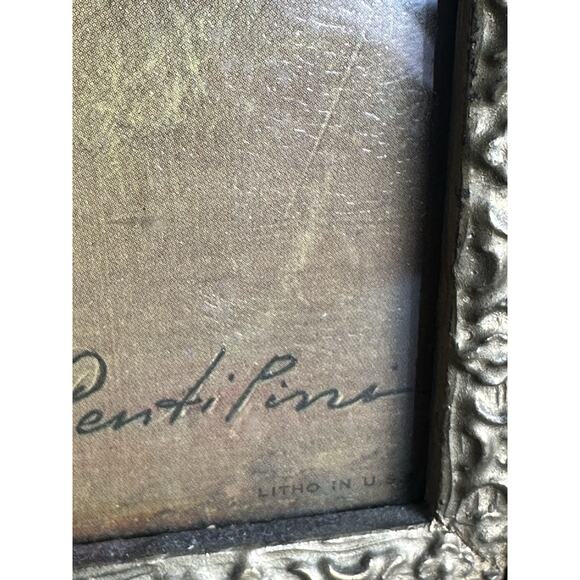 Vintage Gold Framed A.Fenti Pini Print signed Portrait Of Mother & Child Marked - Picture 10 of 13